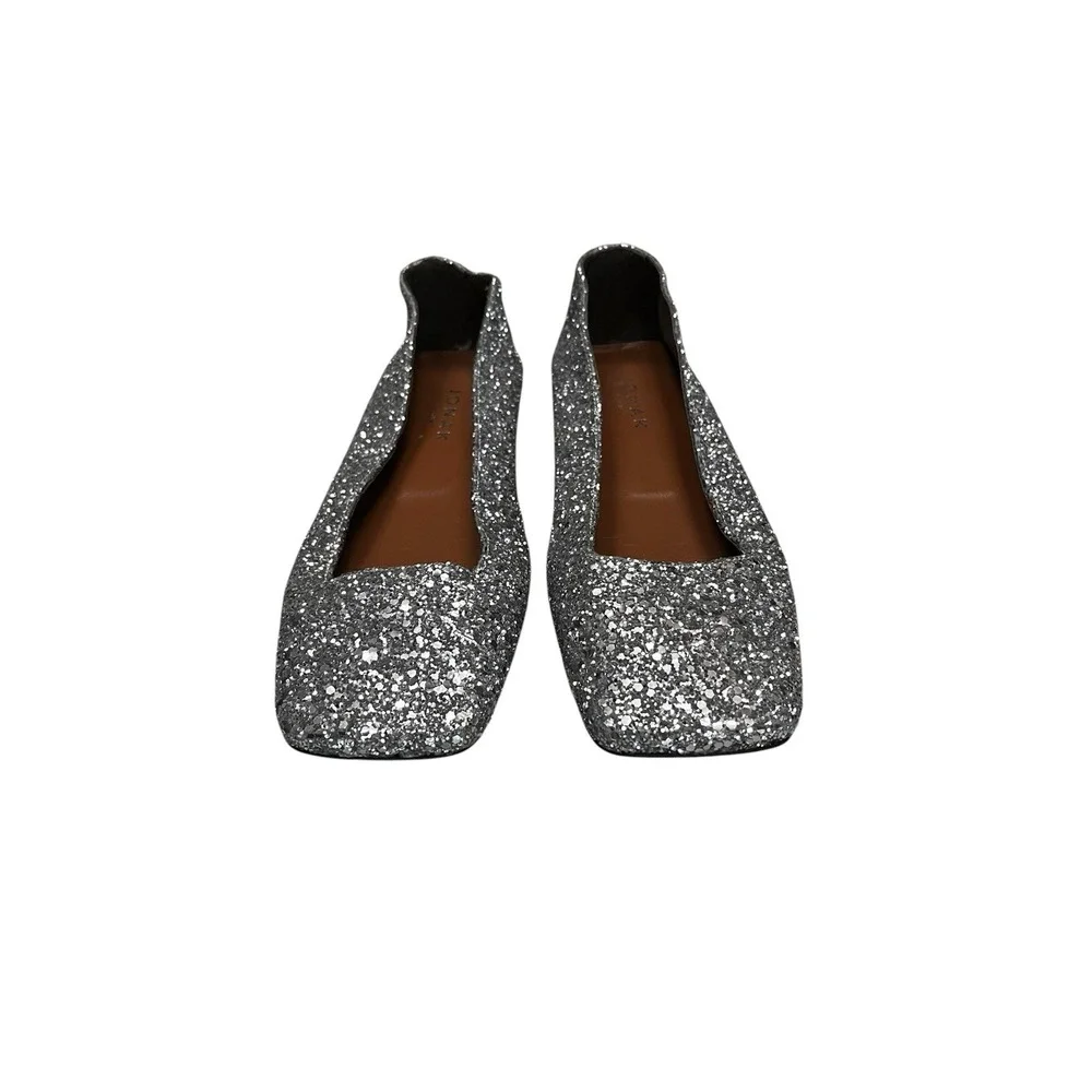 Jonak Paris glitter square-toe ballet flats Size 36 Silver